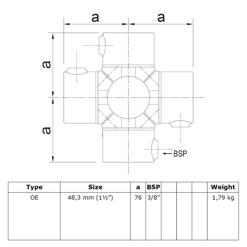 Doos Open klapbaar 4-Weg kruisstuk-E / 48,3 mm (10 stuks)